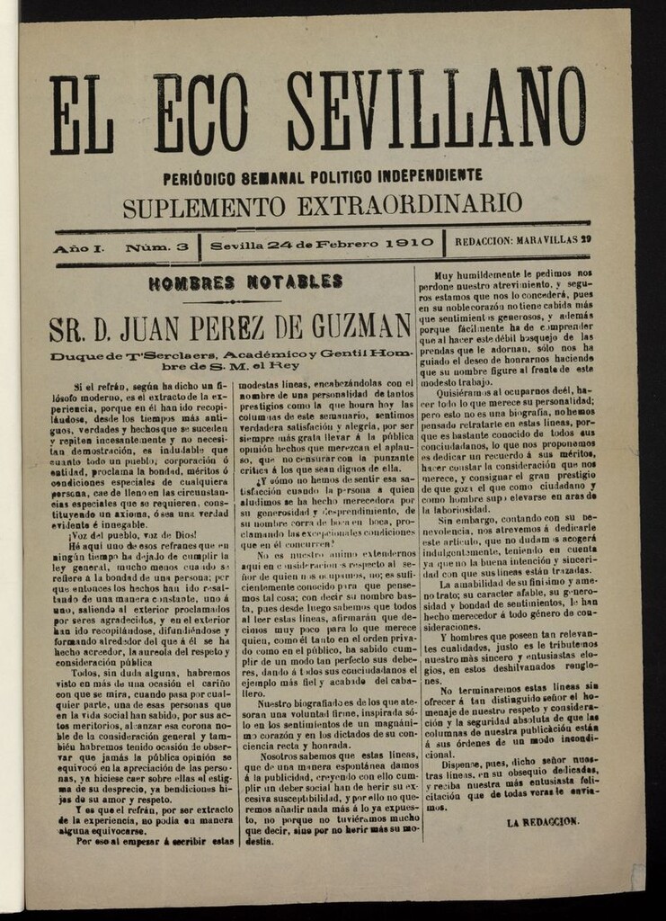 Miniatura de El Eco Sevillano del 24 de febrero de 1910