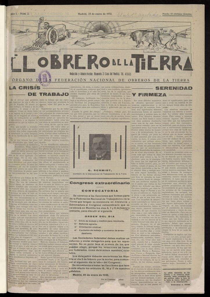 Miniatura de El obrero de la tierra del 23 de enero de 1932