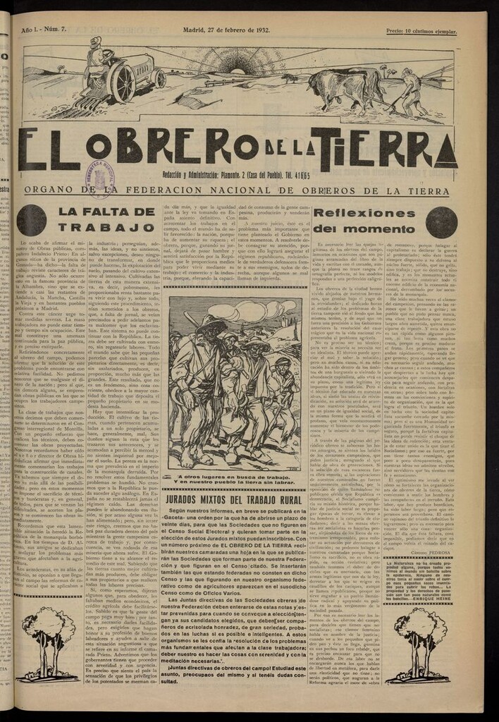 Miniatura de El obrero de la tierra del 27 de febrero de 1932