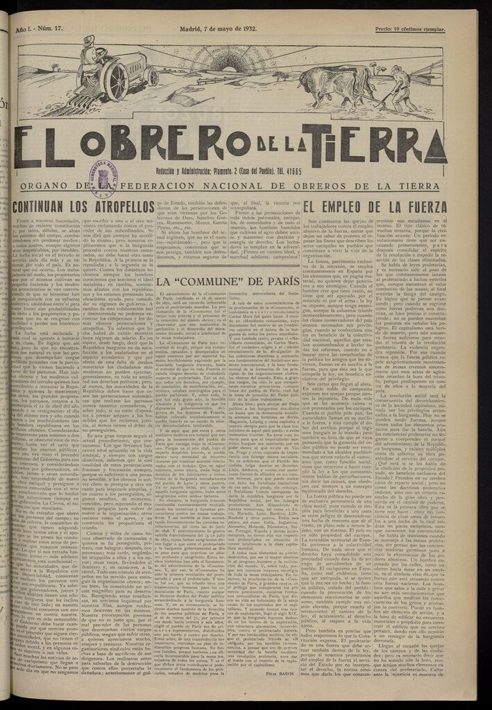 Miniatura de El obrero de la tierra del 7 de mayo de 1932