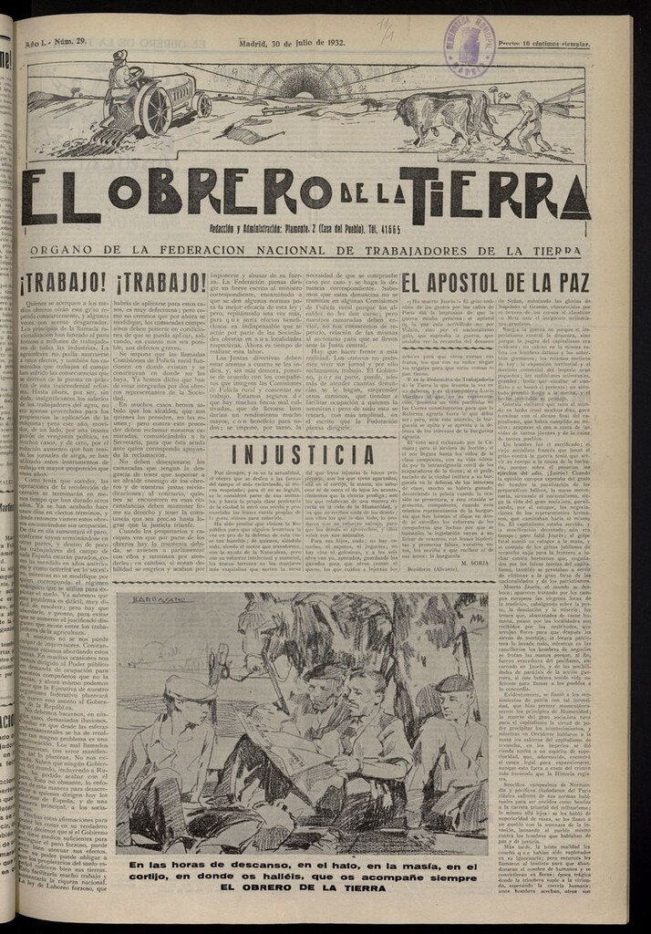 Miniatura de El obrero de la tierra del 30 de julio de 1932