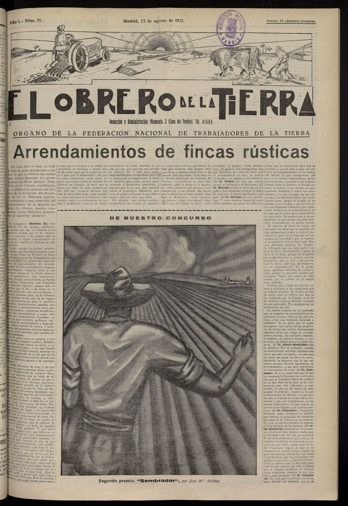 Miniatura de El obrero de la tierra del 13 de agosto de 1932