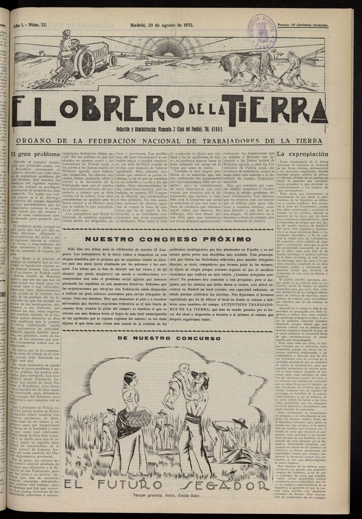 Miniatura de El obrero de la tierra del 20 de agosto de 1932