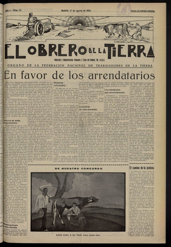 Miniatura de El obrero de la tierra del 27 de agosto de 1932