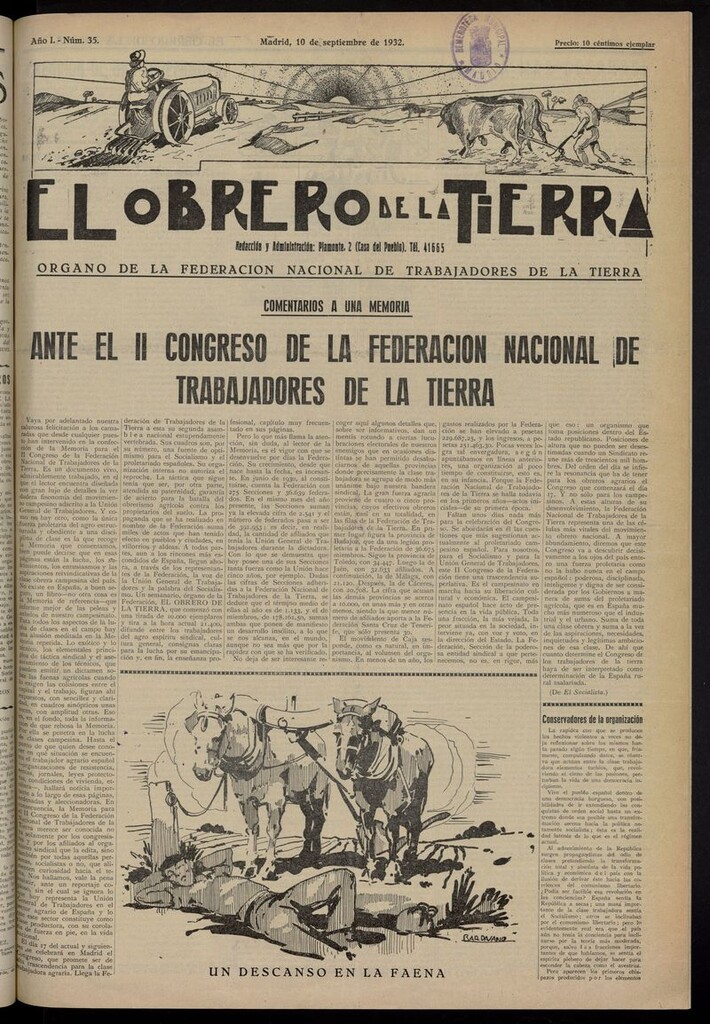 Miniatura de El obrero de la tierra del 10 de septiembre de 1932