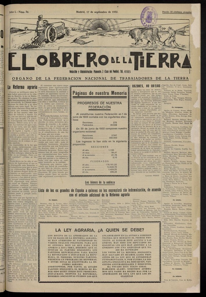Miniatura de El obrero de la tierra del 17 de septiembre de 1932