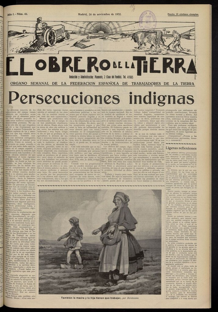 Miniatura de El obrero de la tierra del 26 de noviembre de 1932