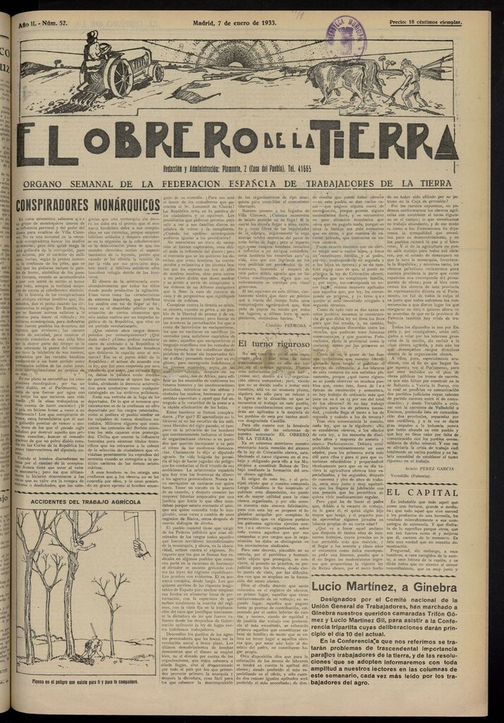 Miniatura de El obrero de la tierra del 7 de enero de 1933