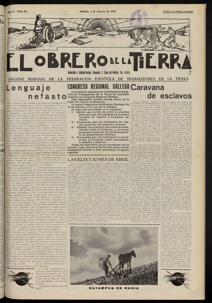 Miniatura de El obrero de la tierra del 4 de febrero de 1933