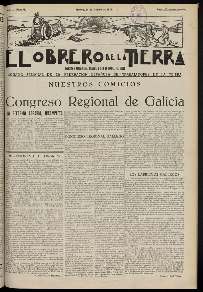 Miniatura de El obrero de la tierra del 18 de febrero de 1933