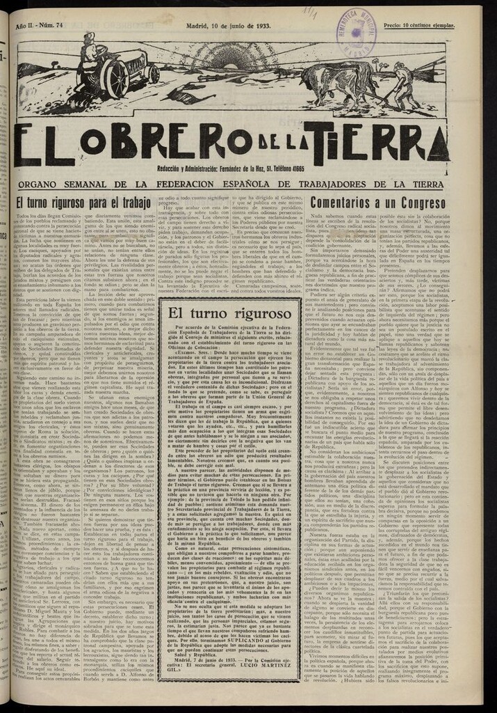 Miniatura de El obrero de la tierra del 10 de junio de 1933