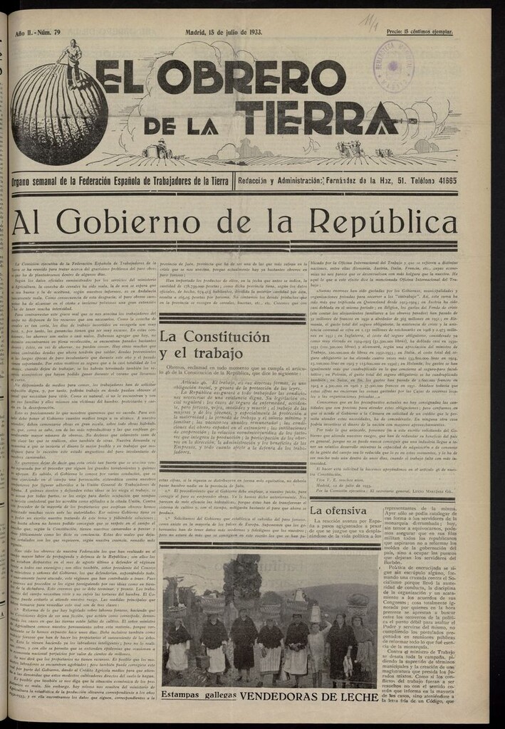 Miniatura de El obrero de la tierra del 15 de julio de 1933