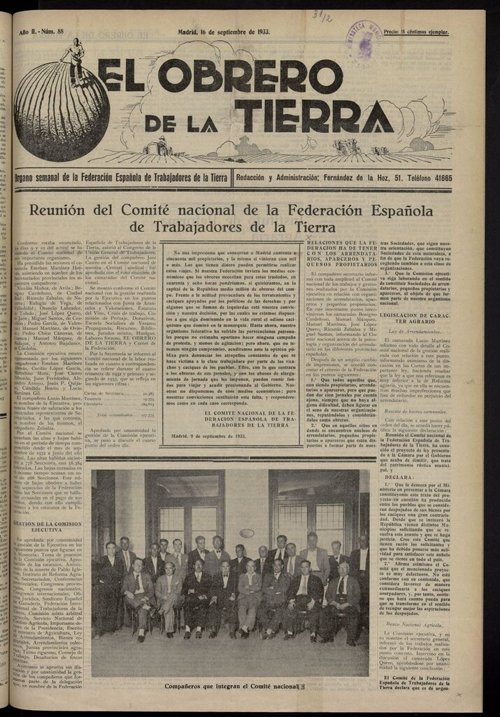 Miniatura de El obrero de la tierra del 16 de septiembre de 1933