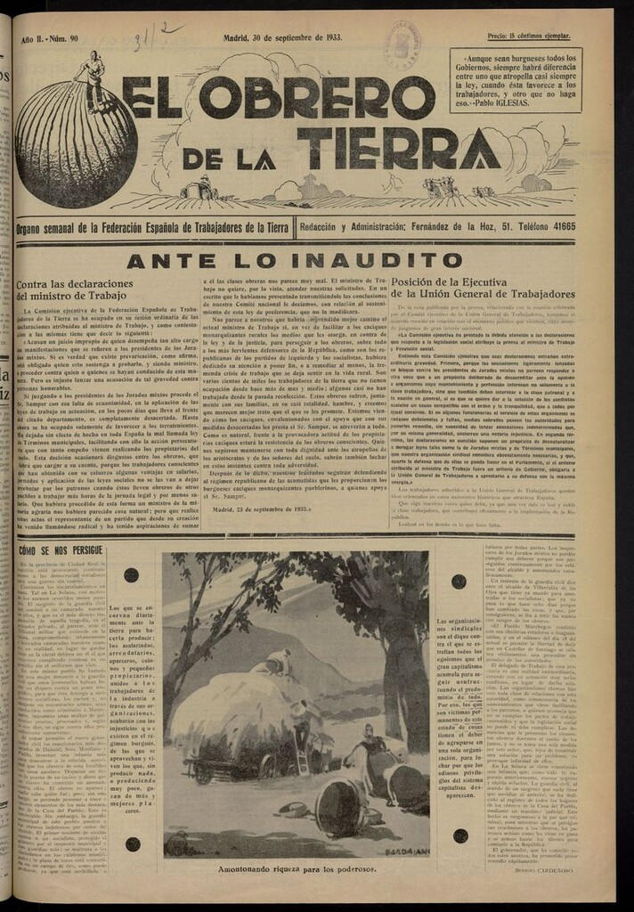 Miniatura de El obrero de la tierra del 30 de septiembre de 1933