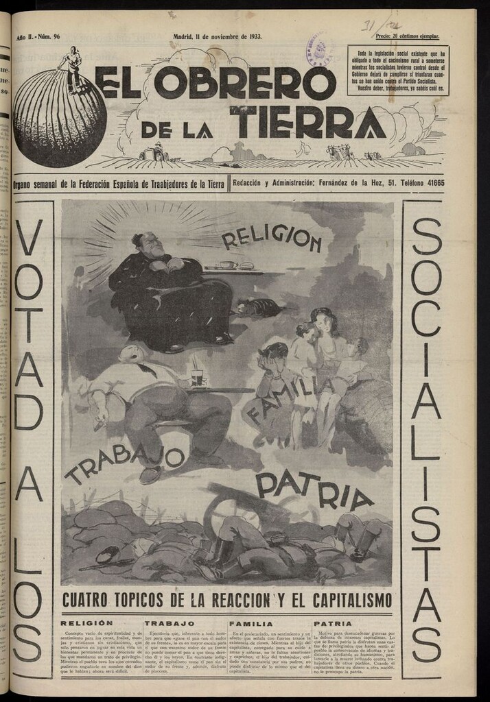 Miniatura de El obrero de la tierra del 11 de noviembre de 1933