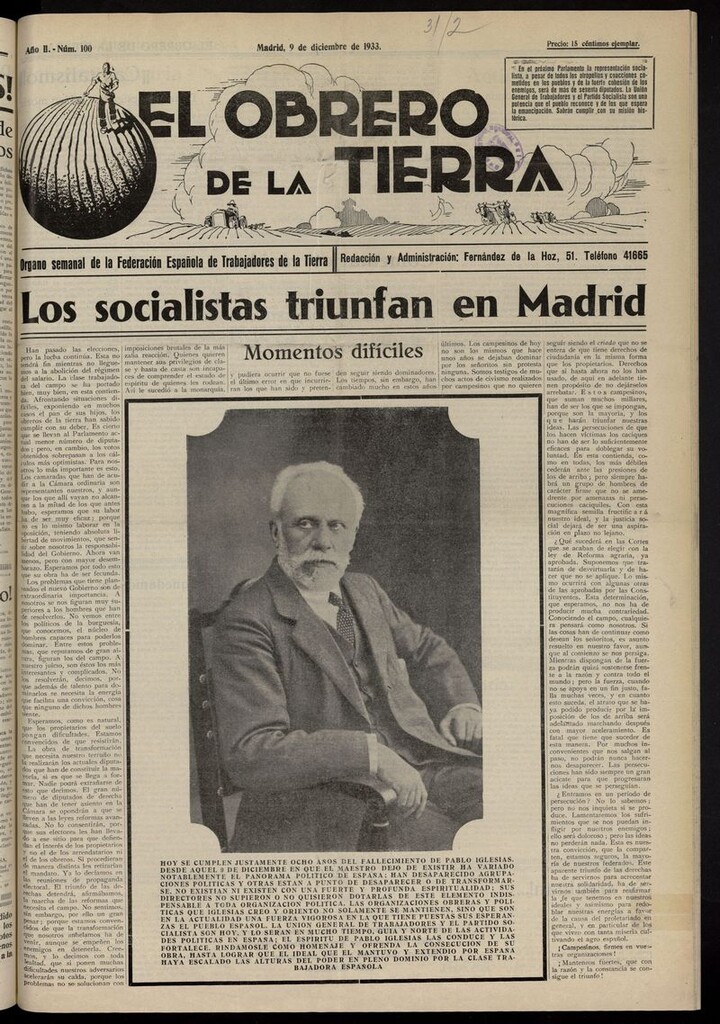 Miniatura de El obrero de la tierra del 9 de diciembre de 1933