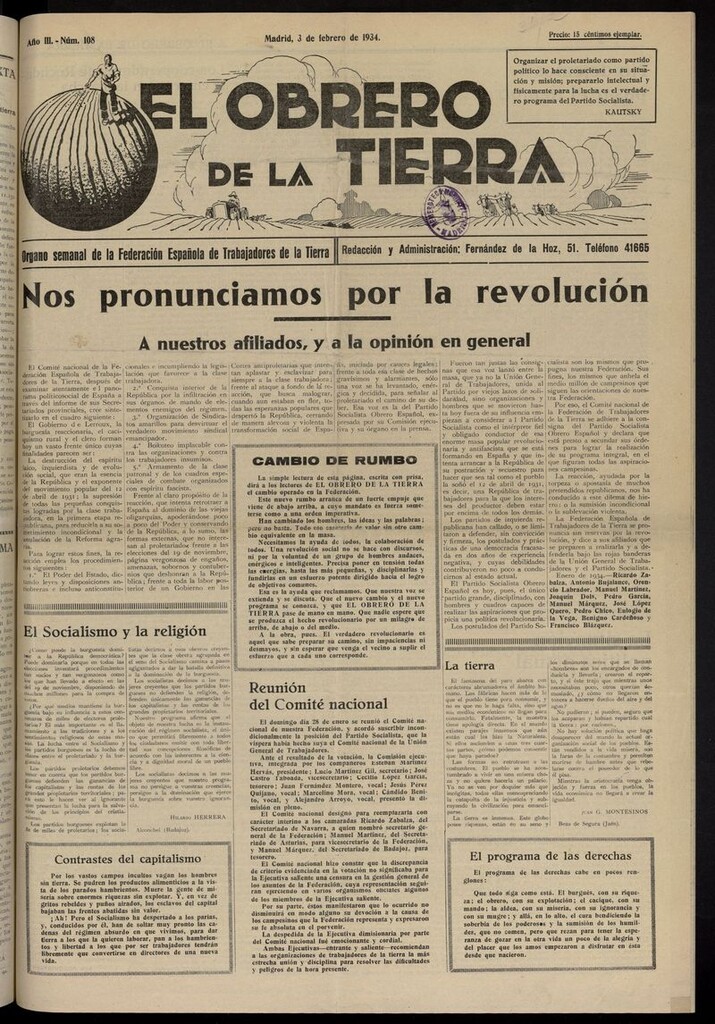 Miniatura de El obrero de la tierra del 3 de febrero de 1934