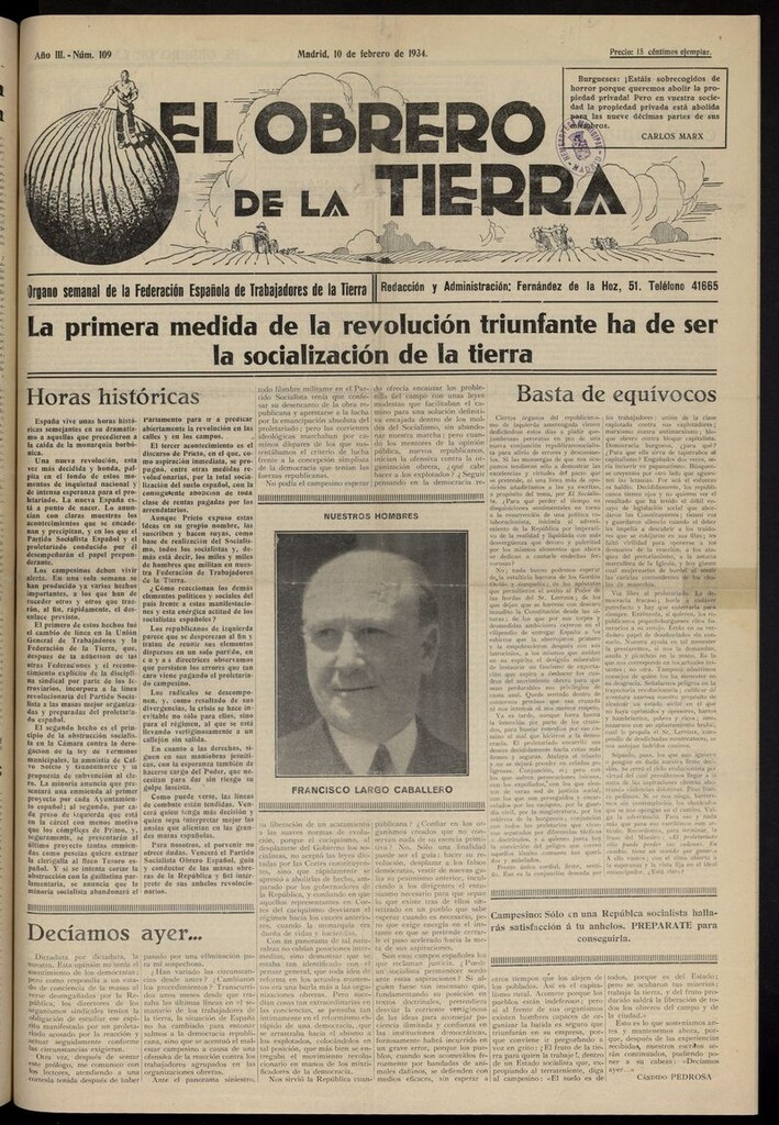 Miniatura de El obrero de la tierra del 10 de febrero de 1934