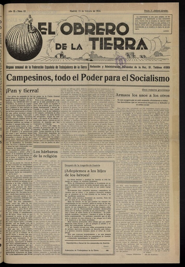 Miniatura de El obrero de la tierra del 24 de febrero de 1934