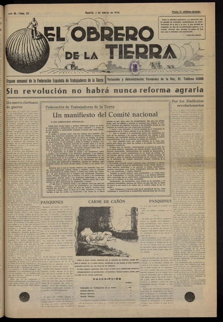 Miniatura de El obrero de la tierra del 3 de marzo de 1934