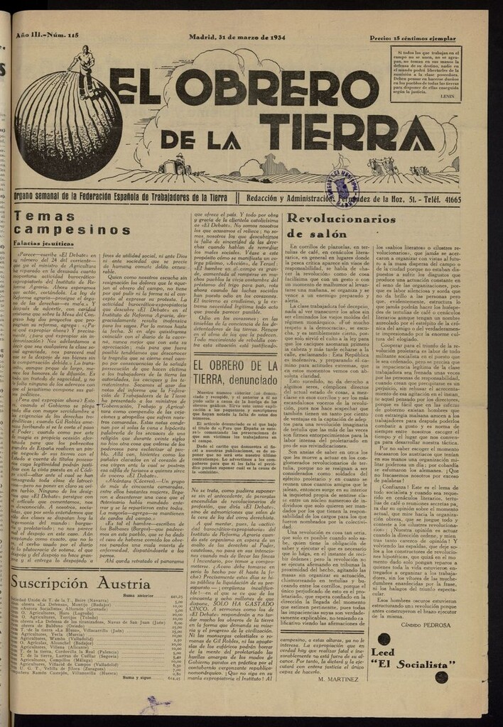 Miniatura de El obrero de la tierra del 31 de marzo de 1934