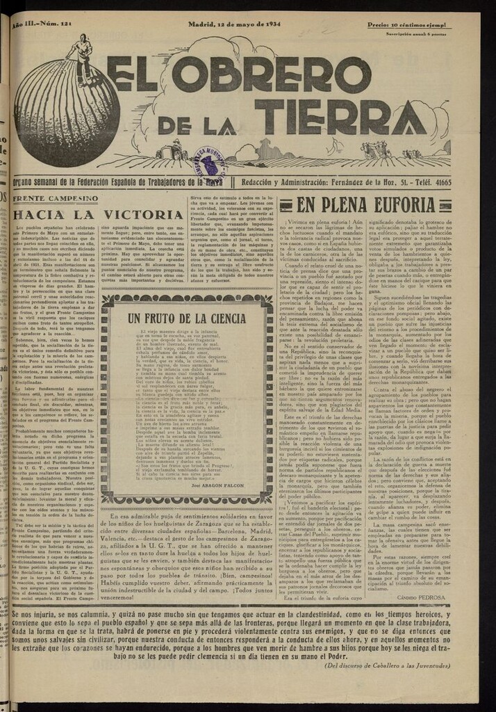 Miniatura de El obrero de la tierra del 12 de mayo de 1934