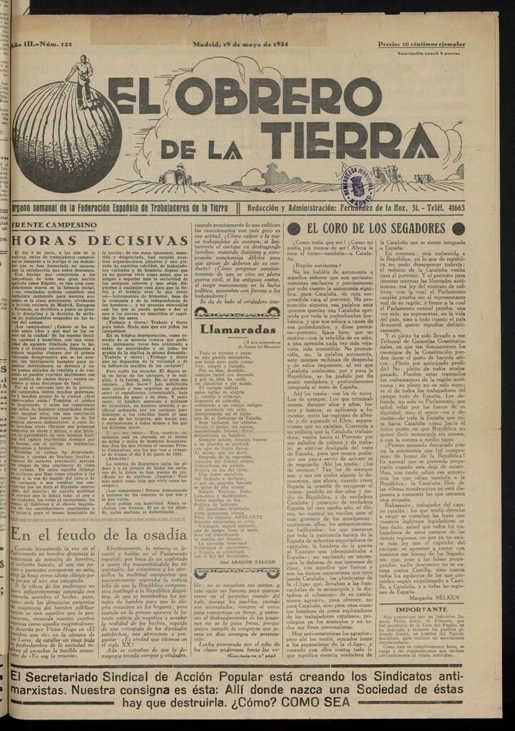 Miniatura de El obrero de la tierra del 19 de mayo de 1934