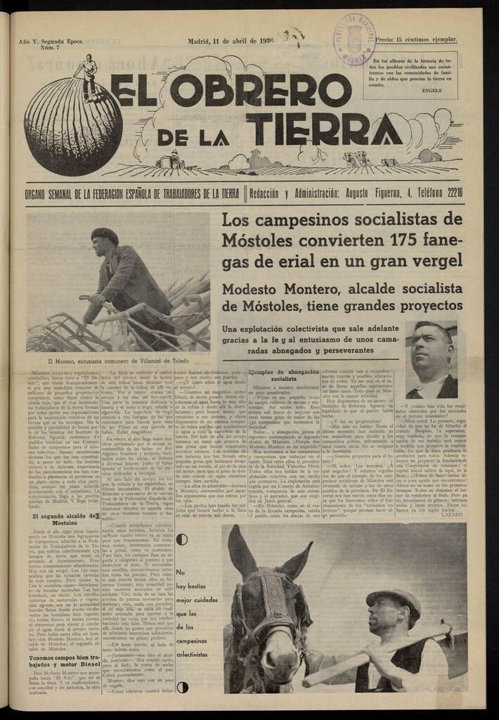 Miniatura de El obrero de la tierra del 11 de abril de 1936