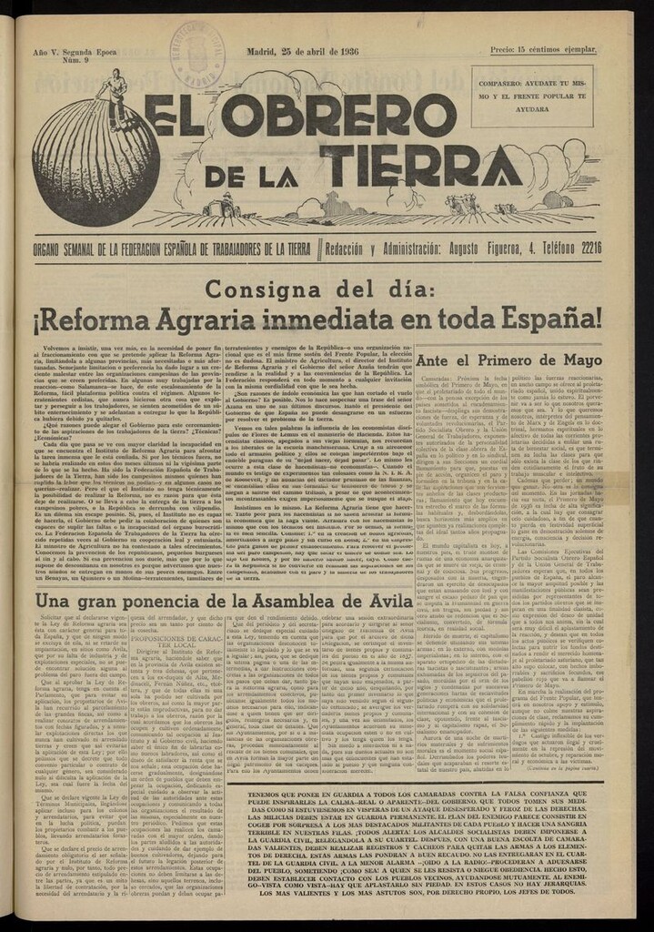 Miniatura de El obrero de la tierra del 25 de abril de 1936