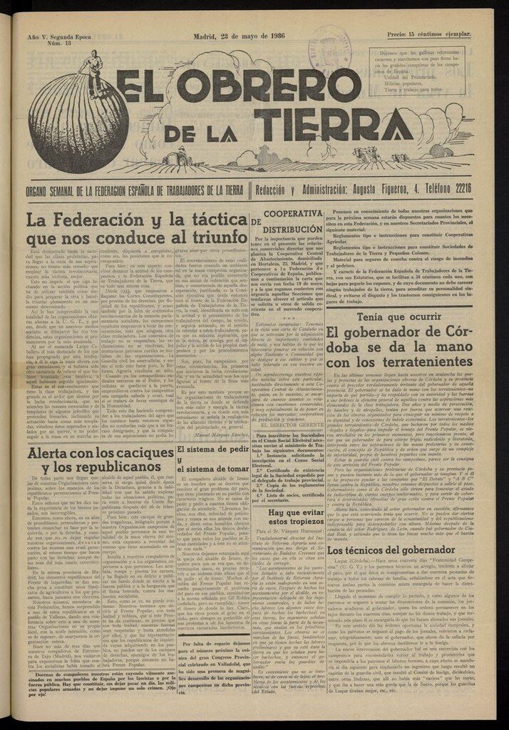 Miniatura de El obrero de la tierra del 23 de mayo de 1936