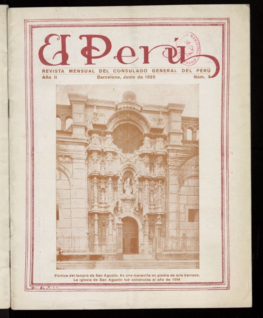 Miniatura de El Perú: revista mensual del Consulado General del Perú de junio de 1925