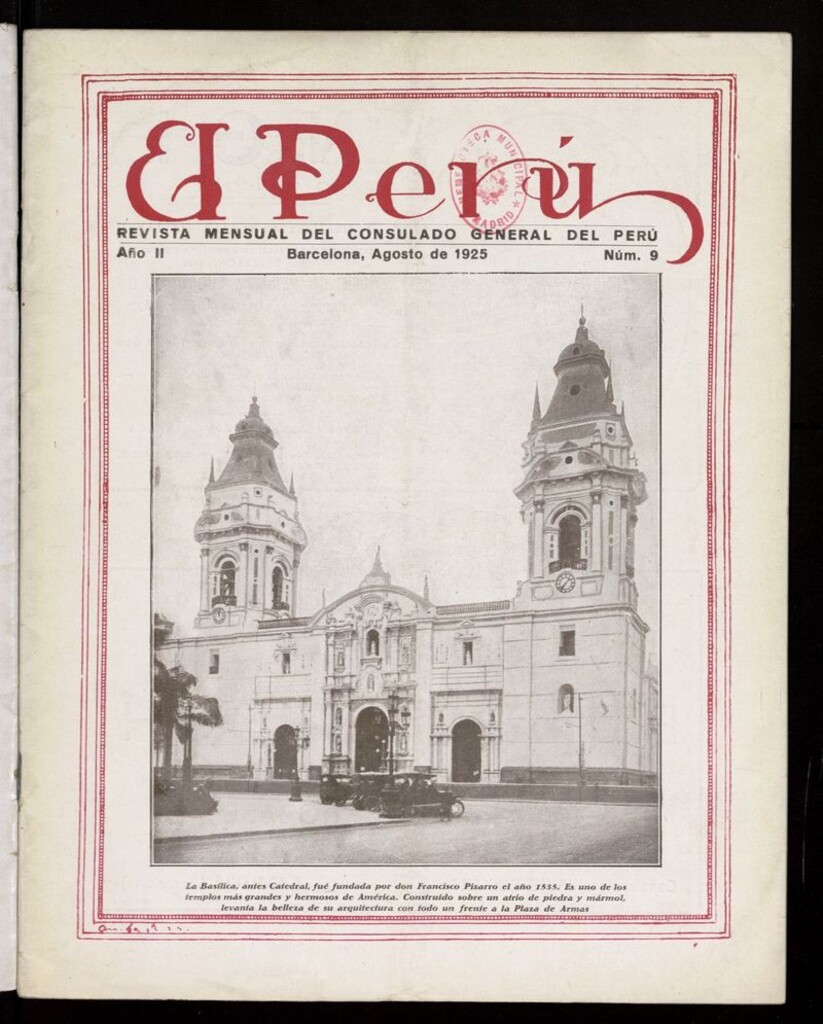 Miniatura de El Perú: revista mensual del Consulado General del Perú de agosto de 1925