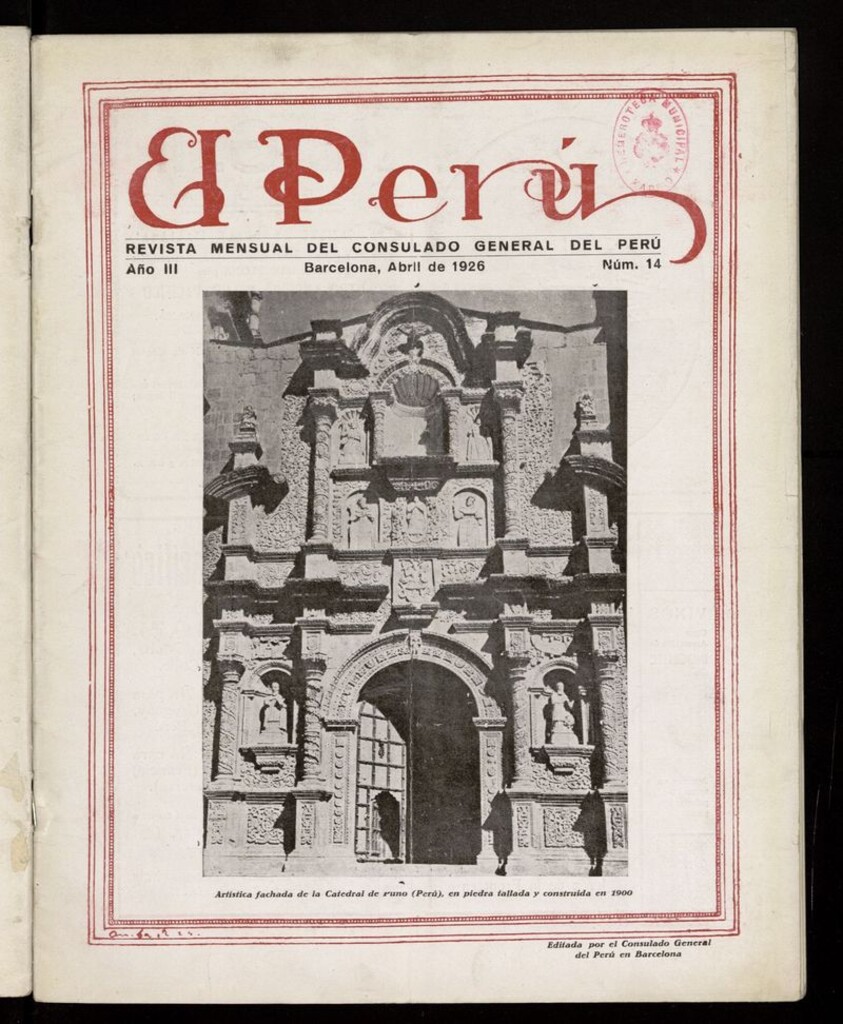 Miniatura de El Perú: revista mensual del Consulado General del Perú de abril de 1926