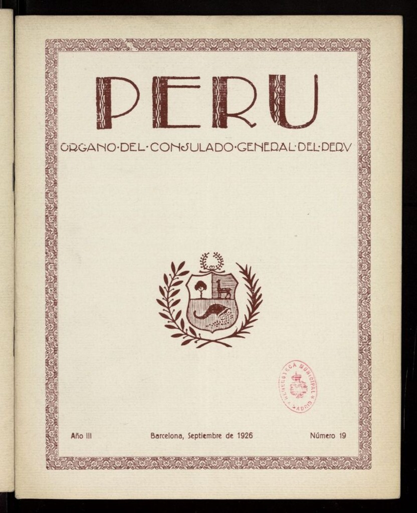 Miniatura de El Perú: revista mensual del Consulado General del Perú de septiembre de 1926
