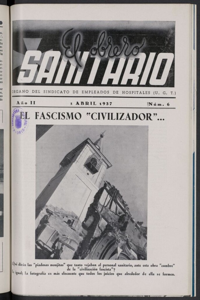 Miniatura de El Obrero Sanitario de abril de 1937