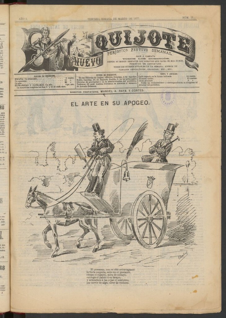 Miniatura de El Nuevo Quijote: revista caricaturesca semanal de la tercera semana de marzo de 1877