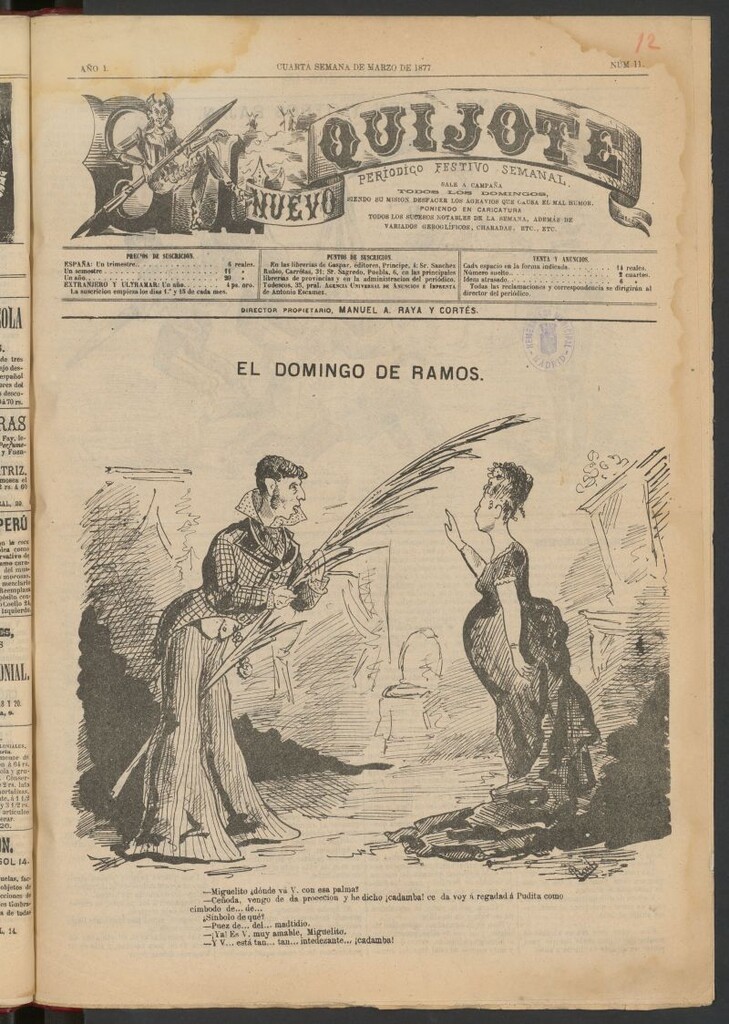 Miniatura de El Nuevo Quijote: revista caricaturesca semanal de la cuarta semana de marzo de 1877
