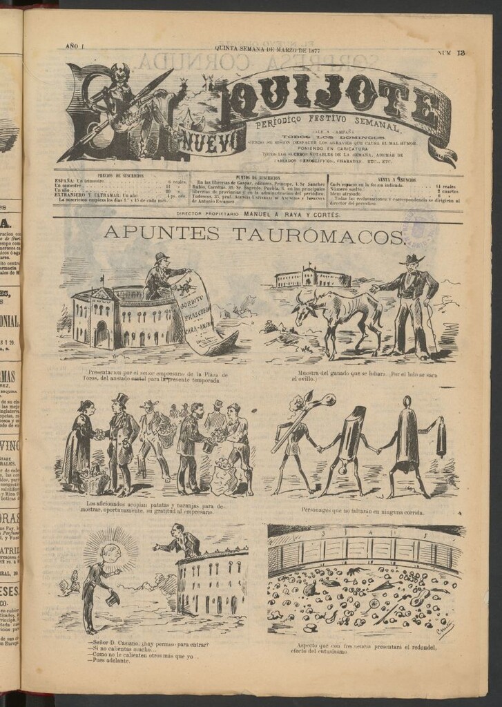 Miniatura de El Nuevo Quijote: revista caricaturesca semanal de la quinta semana de marzo de 1877