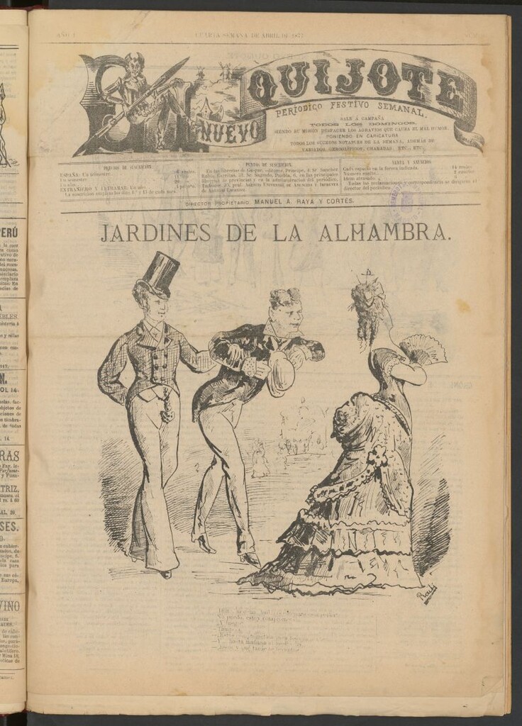 Miniatura de El Nuevo Quijote: revista caricaturesca semanal de la cuarta semana de abril de 1877