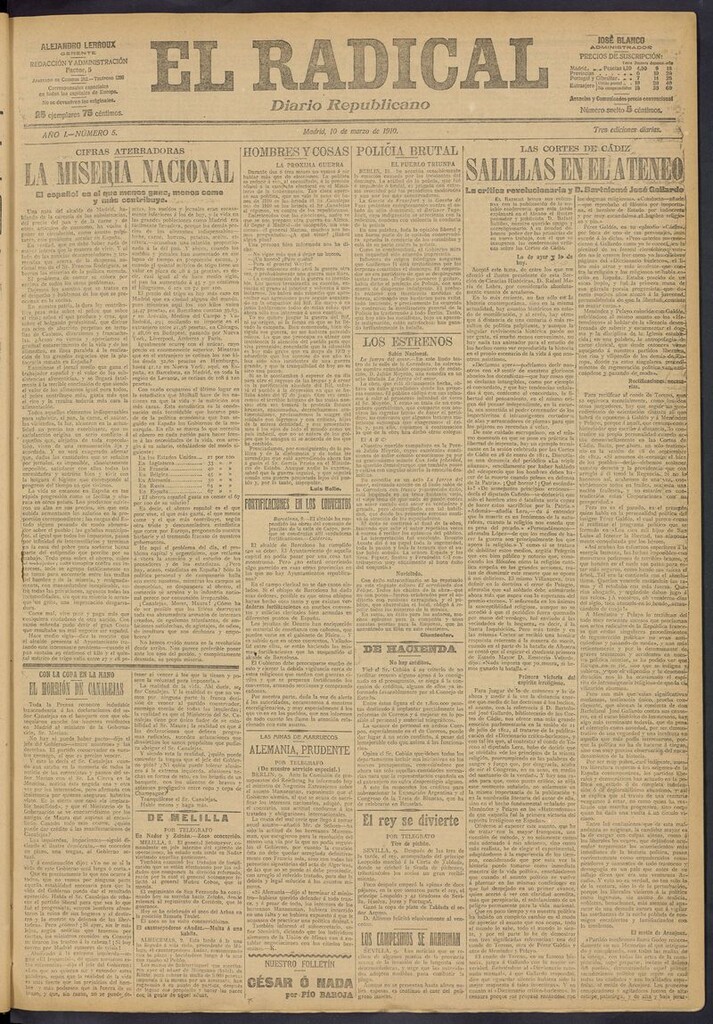 Miniatura de El Radical: diario republicano del 10 de marzo de 1910