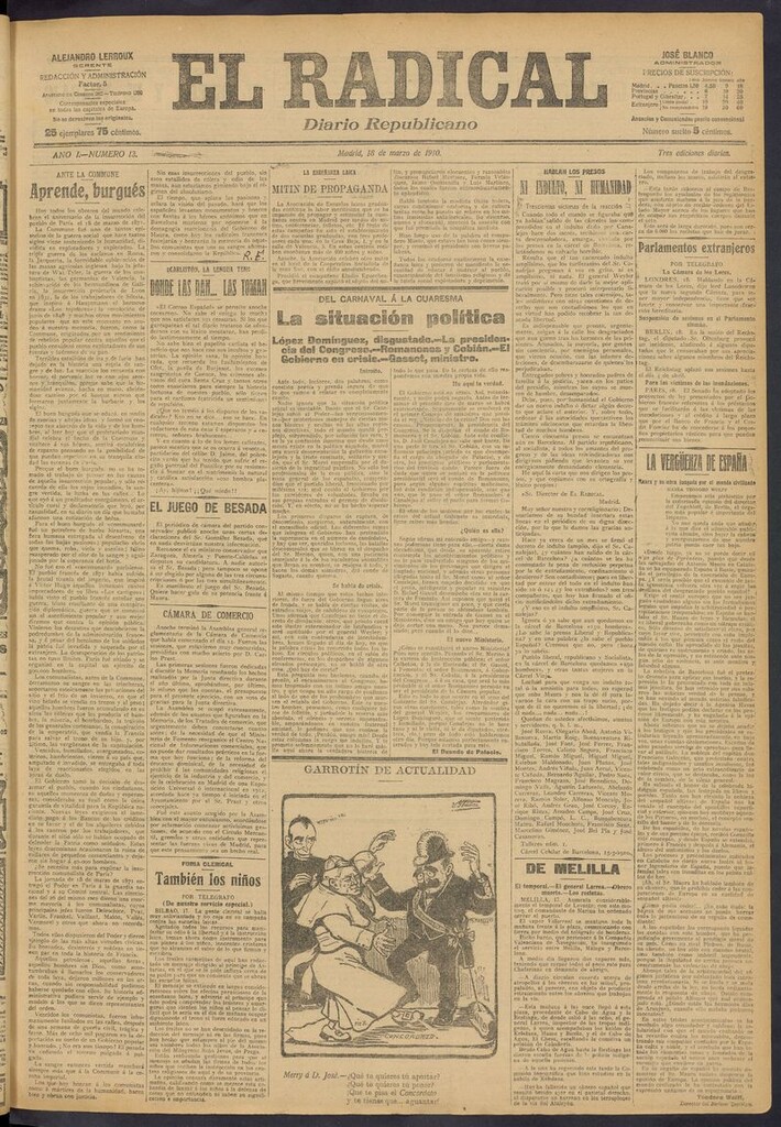 Miniatura de El Radical: diario republicano del 18 de marzo de 1910