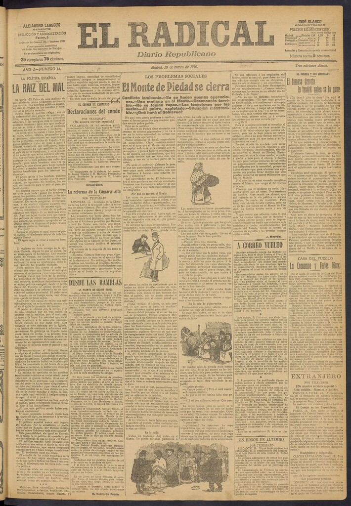 Miniatura de El Radical: diario republicano del 19 de marzo de 1910