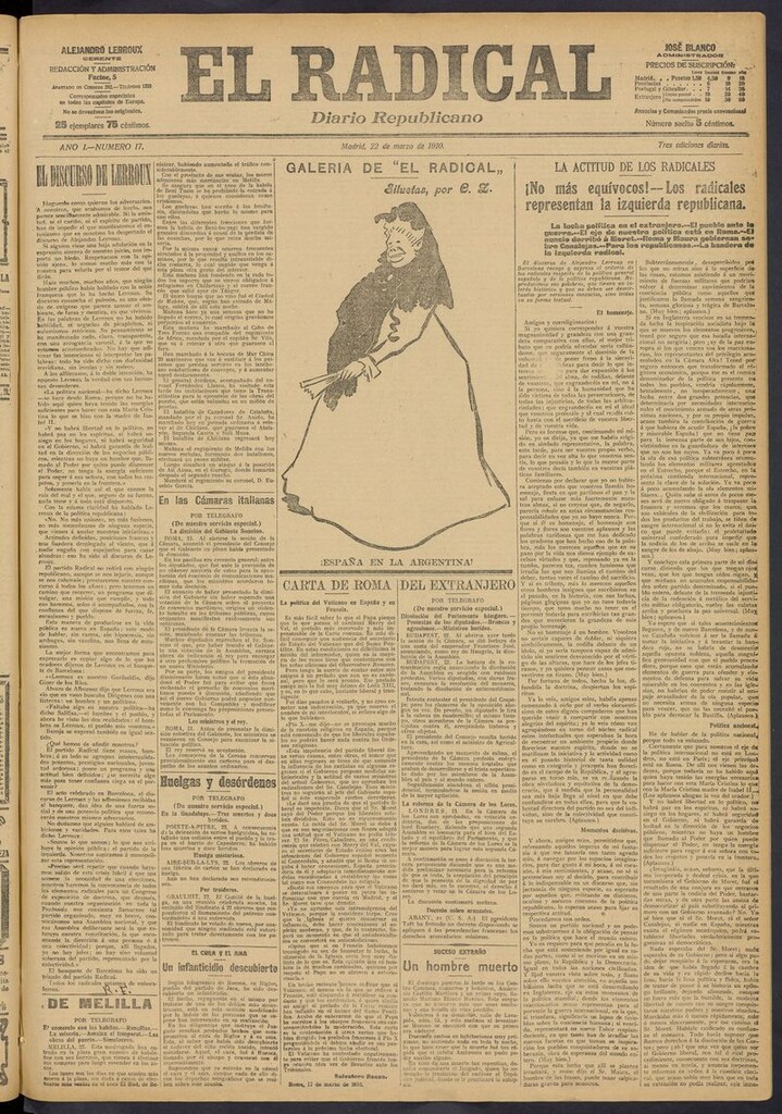 Miniatura de El Radical: diario republicano del 22 de marzo de 1910