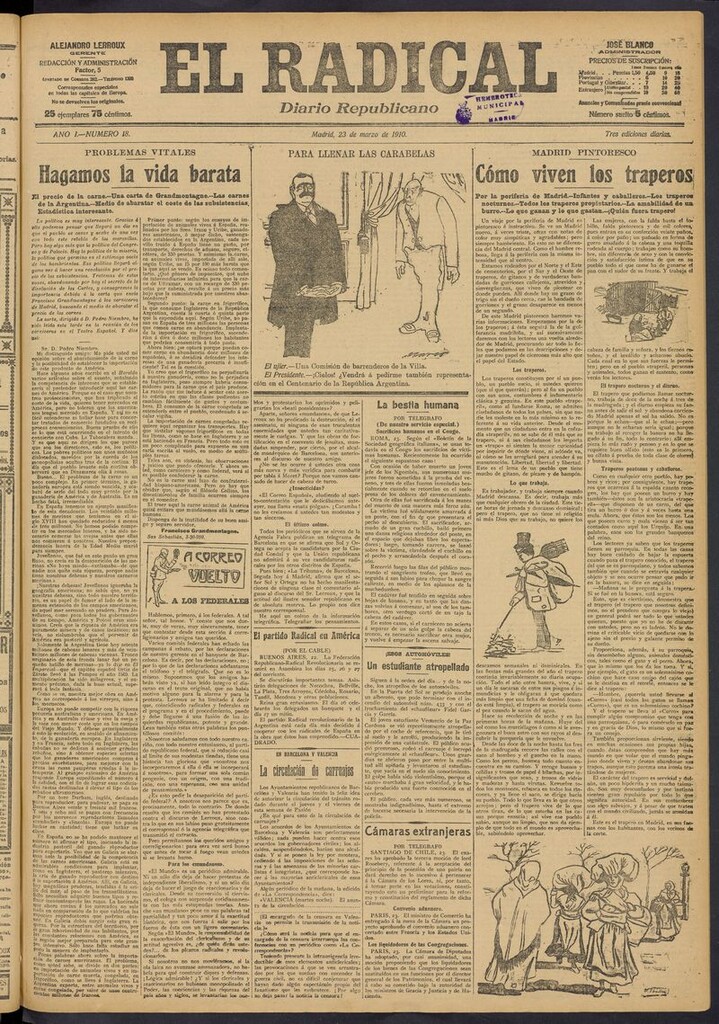 Miniatura de El Radical: diario republicano del 23 de marzo de 1910