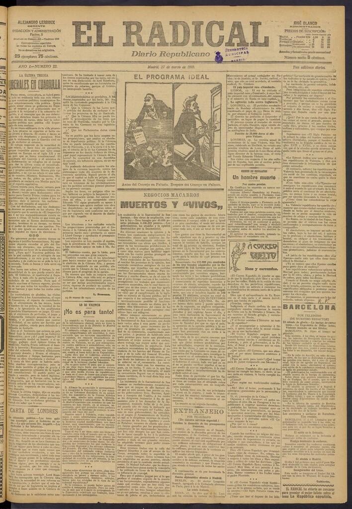 Miniatura de El Radical: diario republicano del 27 de marzo de 1910