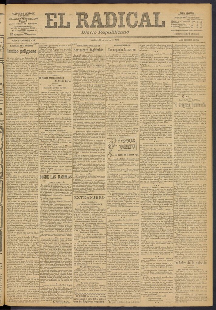 Miniatura de El Radical: diario republicano del 30 de marzo de 1910
