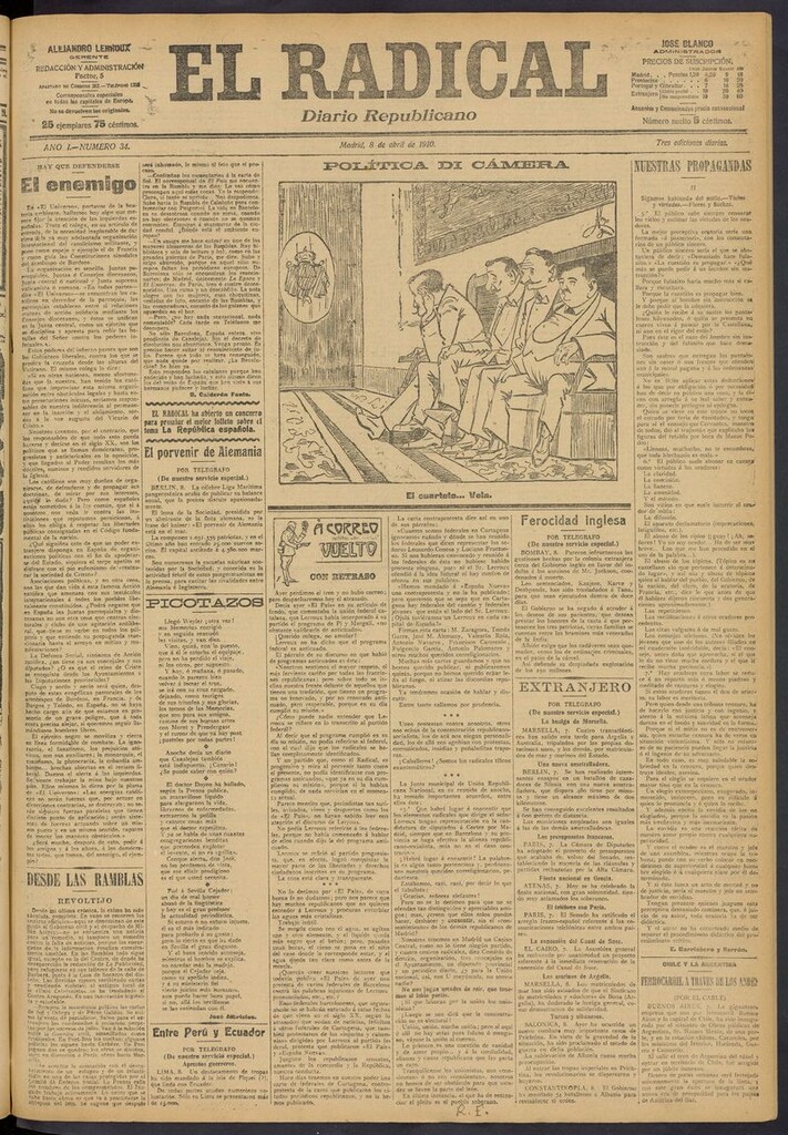 Miniatura de El Radical: diario republicano del 8 de abril de 1910