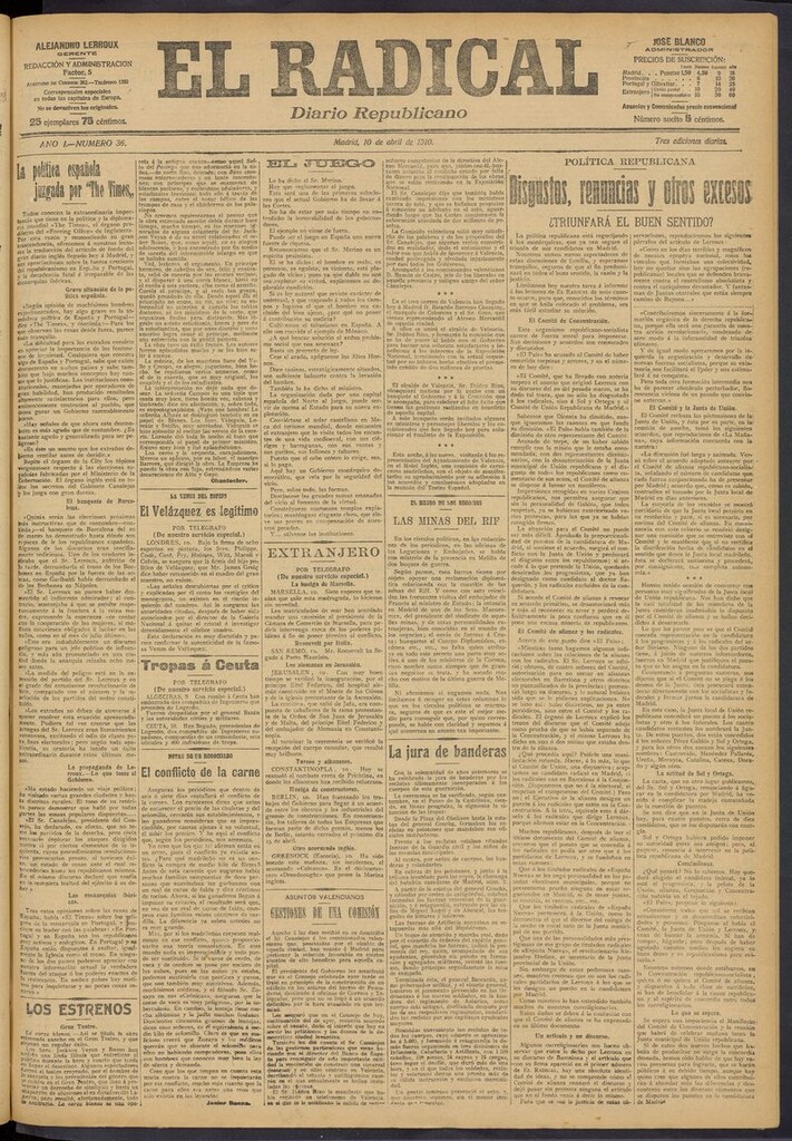 Miniatura de El Radical: diario republicano del 10 de abril de 1910