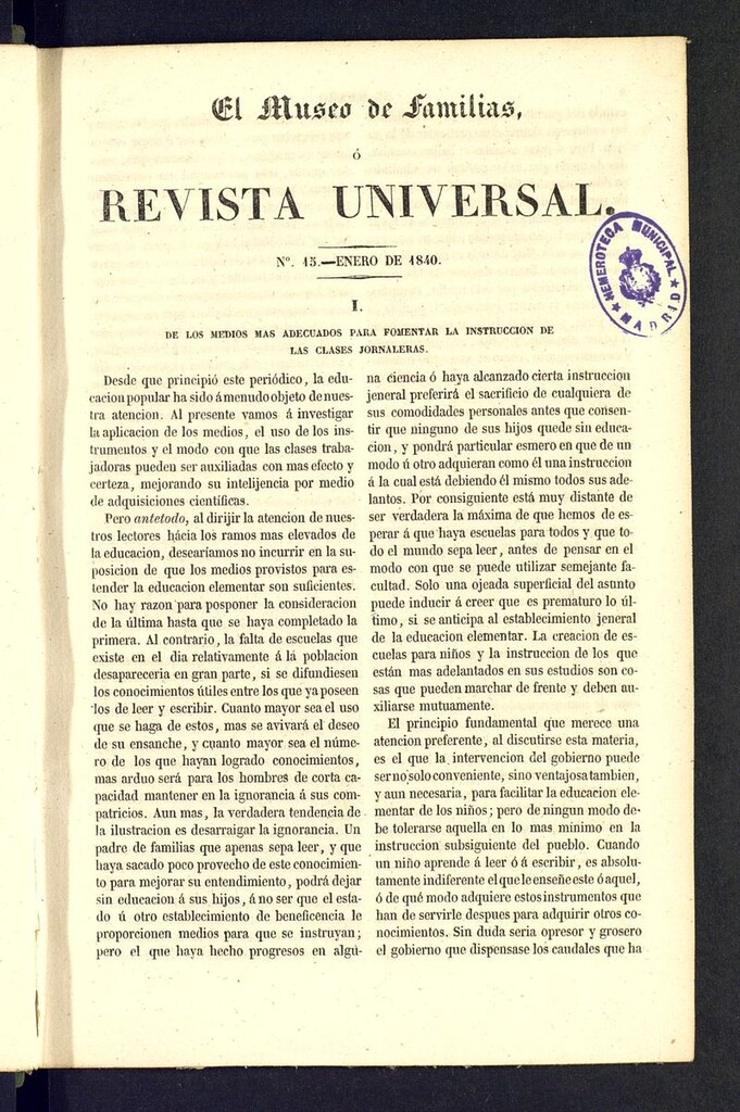 Miniatura de El Museo de Familias (Barcelona) de enero a junio de 1840