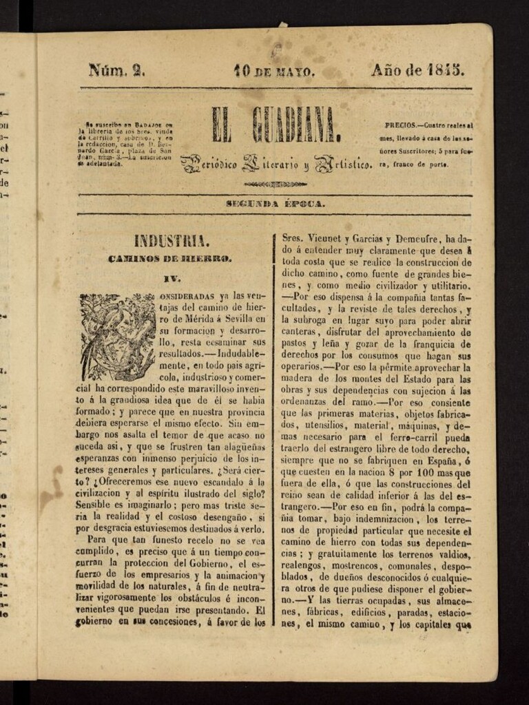 Miniatura de El Guadiana : periódico literario y artístico del 10 de mayo de 1845